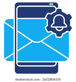 Ícone de alertas personalizados representado por telefone, correio, sino, estilo Dualtone engrenagem.