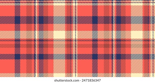 Cuadros a cuadros personalizados tartán, textura de patrón textil chico. Tela de Vector sin costuras de fondo con funda nórdica en color rojo y claro.