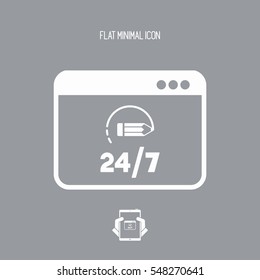 Customized digital service 24/7 - Vector flat icon