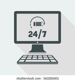 Customized digital service 24/7 - Vector flat icon