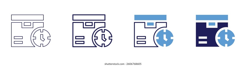 Customized delivery​ icon in 4 different styles. Thin Line, Line, Bold Line, Duotone. Duotone style. Editable stroke.