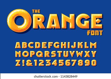 A customized orange vector alphabet with highlights and texture