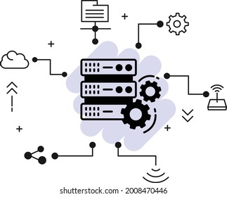 Customized Server Concept, Data Center Machine Configuration Vector Glyph Icon Design, Cloud computing and Internet hosting services Symbol,  Rack Config stock illustration