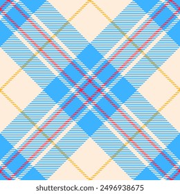 Customized texture background tartan, list check fabric pattern. Festival seamless plaid vector textile in cyan and papaya whip colors palette.