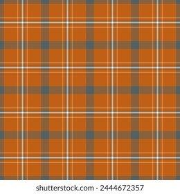 Customized texture tartan vector, tape fabric seamless textile. Sexual check plaid background pattern in orange and grey color.
