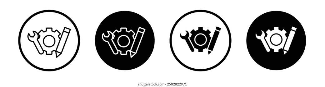 Customized vector icon set black filled and outlined style.