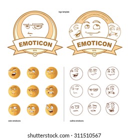 customizing logo with set of funny nine emoticons