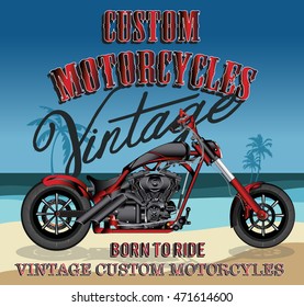 Custom,Motorcycle typography, t-shirt graphics, vectors.