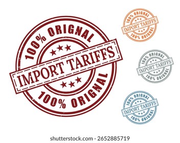 Customs and Border Tax Stamp Set, Grunge Style Import Tariff Labels