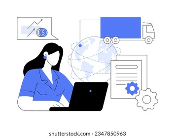 Customs broker abstract concept vector illustration. Licensed customs declarant deals with international road shipment, export business, foreign trade, worldwide transportation abstract metaphor.