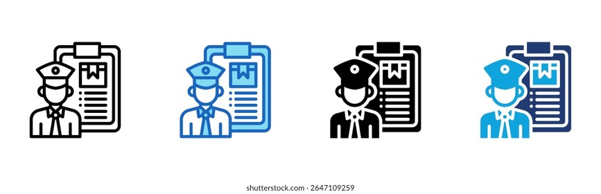 Ícone do Customs Broker Ilustração de vetor de vários estilos