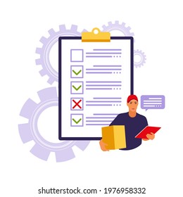 Customs clearance concept. Orders worldwide shipment service agreement. Vector illustration. Flat.