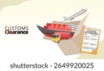 customs clearance cponcept. custom declarations paper with ship, turck and aeroplane. supply chain management illustration vector illustration