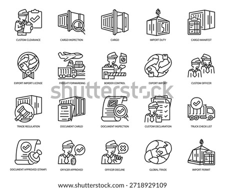 Customs Clearance Trade Line Icon