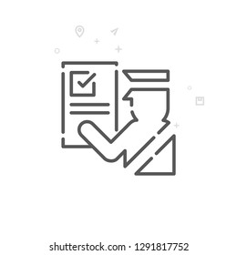 Customs Clearance Vector Line Icon. Customs Officer Symbol, Pictogram, Sign. Light Abstract Geometric Background. Editable Stroke. Adjust Line Weight. Design with Pixel Perfection.