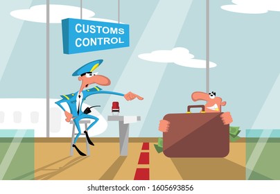 Customs control at the airport and the smuggler