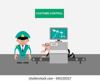 Customs control caricature 