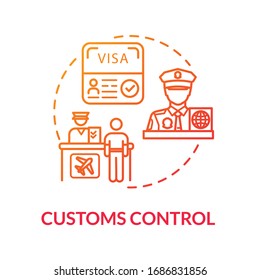 Customs control concept icon. Passengers documents check and boarding idea thin line illustration. Airport terminal check in. Vector isolated outline RGB color drawing