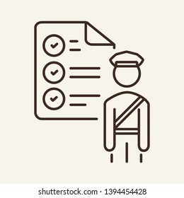 Customs control line icon. Officer and checklist. Customs concept. Vector illustration can be used for topics like travel, airport, safety