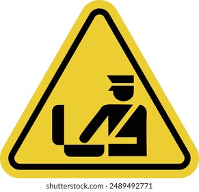 Customs control sign. Customs sign. Checkpoint. Sign is used near borders and checkpoints in areas where customs inspection vehicles and cargo is carried out. Warning yellow triangular sign.