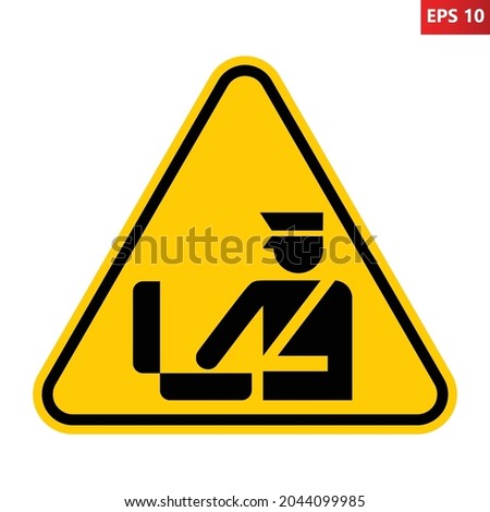Customs control sign. Vector illustration of yellow triangle sign with customs officer with luggage. Customs clearance symbol used in airport and border crossing. Information for passenger.