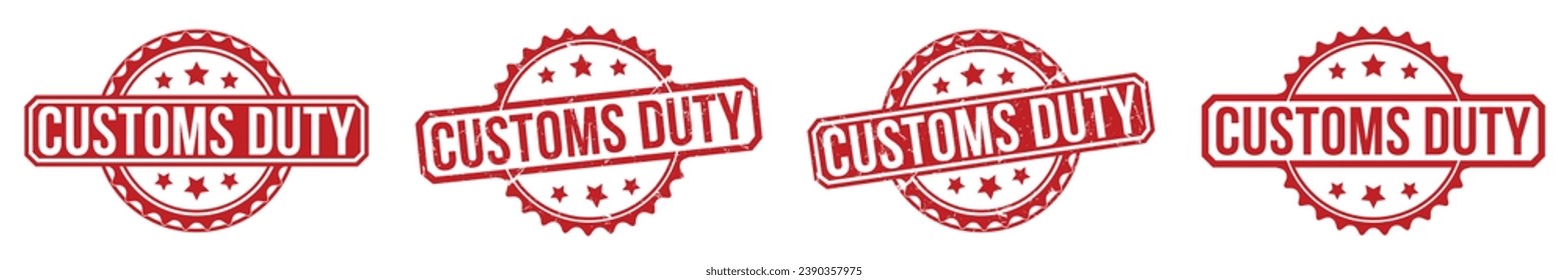 Customs Duty Red Rubber Stamp vector design.
