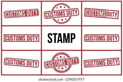Customs Duty Red Rubber Stamp vector design.