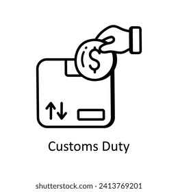 Customs Duty vector  outline doodle Design illustration. Symbol on White background EPS 10 File