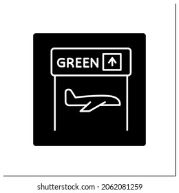 Customs glyph icon. Control incoming goods, people and loads.Pointer. Check-in post. Security and screening. Airport terminal concept.Filled flat sign. Isolated silhouette vector illustration