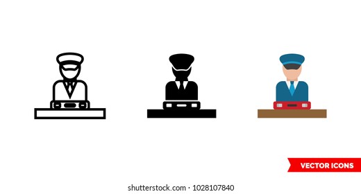 Customs icon of 3 types: color, black and white, outline. Isolated vector sign symbol.