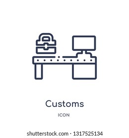 customs icon from technology outline collection. Thin line customs icon isolated on white background.