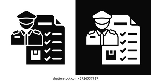 Icono de aduana blanco y negro estilo de fondo