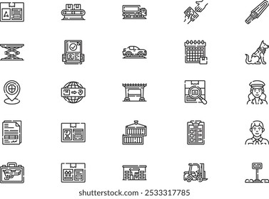 Customs icons collection is a vector illustration with editable stroke.