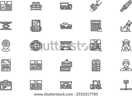 Customs icons collection is a vector illustration with editable stroke.