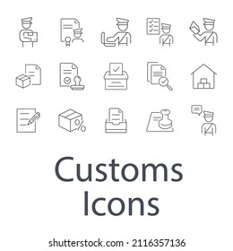 Customs icons set . Customs  pack symbol vector elements for infographic web