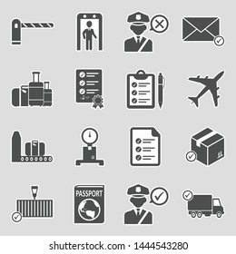 Customs Icons. Sticker Design. Vector Illustration.