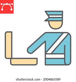 Customs inspection color line icon, security checkpoint and airport, luggage control vector icon, vector graphics, editable stroke filled outline sign, eps 10