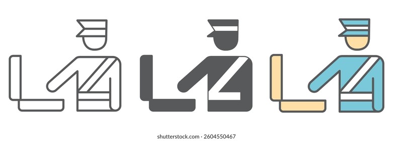 Customs inspection icon collection, security checkpoint and airport, luggage control vector icon set, vector graphics, editable stroke outline sign, eps 10