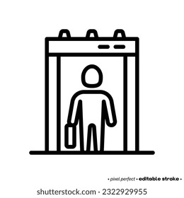 Customs inspection thin line icon, checkpoint in airport. Passenger scanner. Pixel perfect, editable stroke. Vector illustration.