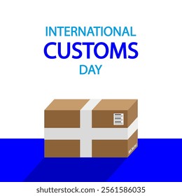 Customs International Day cardboard box, vector art illustration.