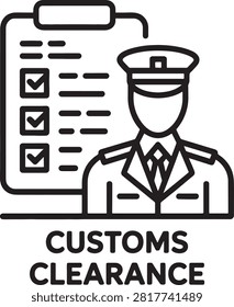 Customs Officer Checking Clearance Documentation With Checklist