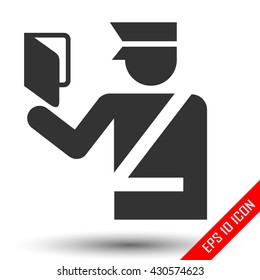 Customs officer Icon. Flat logo of immigration officer isolated on white background. Policeman EPS. Vector illustration.