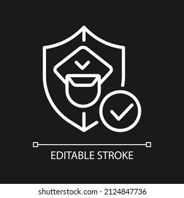 Customs officer white linear icon for dark theme. Borders control. Thin line customizable illustration. Isolated vector contour symbol for night mode. Editable stroke. Pixel perfect. Arial font used
