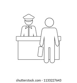 Customs, passport control. Icon.