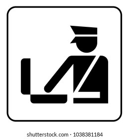 Customs Sign, Baggage Control Officer