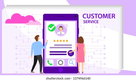 Custromer service feedback concept. The concept of customer service. Online service maintenance. Vector illustration.