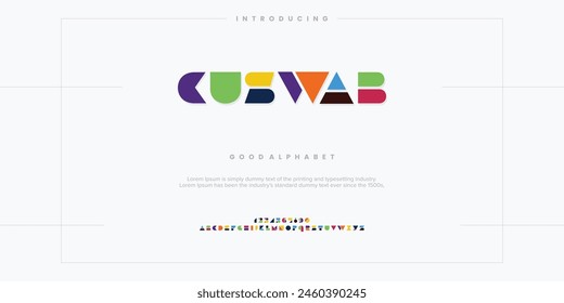 Cuswab Modern minimal abstract alphabet fonts. Typography colorful creative font. vector illustration