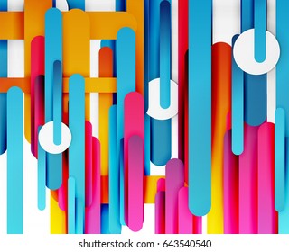 Cut 3d paper color straight lines vector abstract background