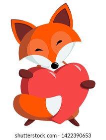 Cut abstract fox with a heart. Vector illustration.