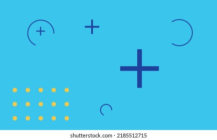 Cortar, añadir, redondear los puntos y los puntos amarillos aislados fondo azul